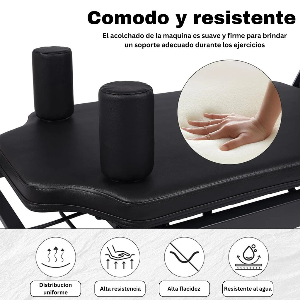 Máquina Reformer Pilates Plegable con Alturas Ajustables, Equipo de Pilates con Resortes de Alambre de Piano y Plataforma de Salto