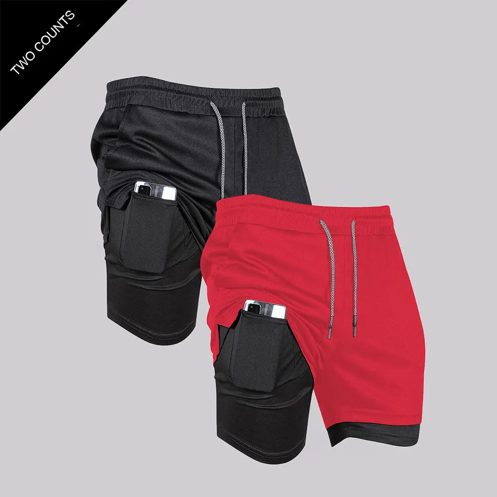 pants cortos deportivos 2 en 1 de secado rápido para correr y hacer ejercicio. Doble capa para verano.