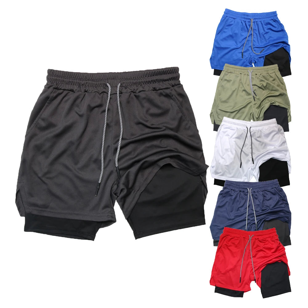 pants cortos deportivos 2 en 1 de secado rápido para correr y hacer ejercicio. Doble capa para verano.