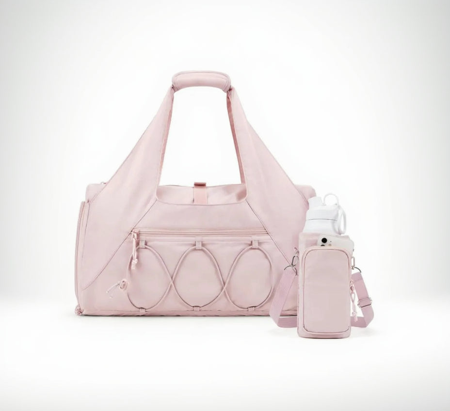 Bolso de fitness de gran capacidad para mujer con compartimento para zapatos, diseño transpirable e impermeable.