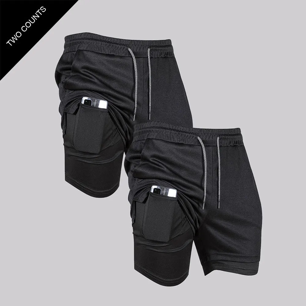 pants cortos deportivos 2 en 1 de secado rápido para correr y hacer ejercicio. Doble capa para verano.