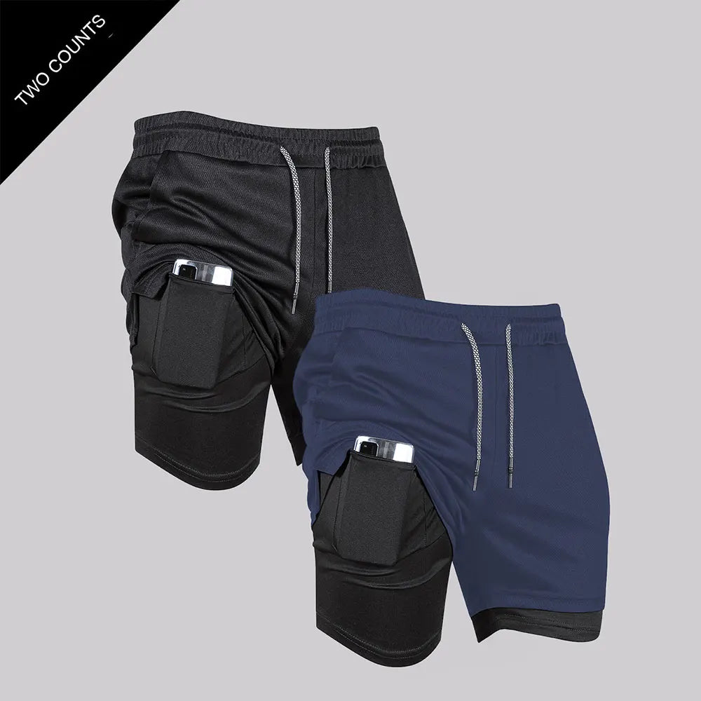 pants cortos deportivos 2 en 1 de secado rápido para correr y hacer ejercicio. Doble capa para verano.