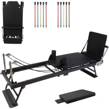 Máquina Reformer Pilates Plegable con Alturas Ajustables, Equipo de Pilates con Resortes de Alambre de Piano y Plataforma de Salto