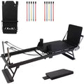 Máquina Reformer Pilates Plegable con Alturas Ajustables, Equipo de Pilates con Resortes de Alambre de Piano y Plataforma de Salto