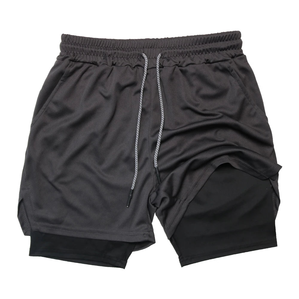 pants cortos deportivos 2 en 1 de secado rápido para correr y hacer ejercicio. Doble capa para verano.